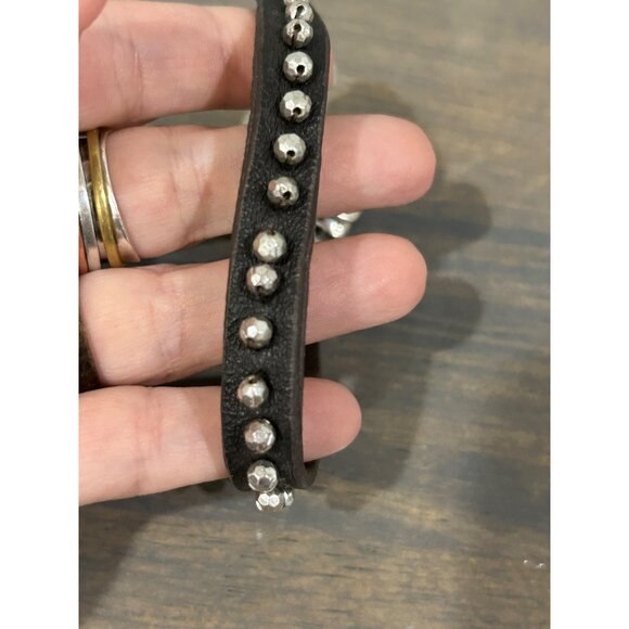 Fossil Dark Brown Leather Bracelet Charms Key Beads 7" - Picture 3 of 4